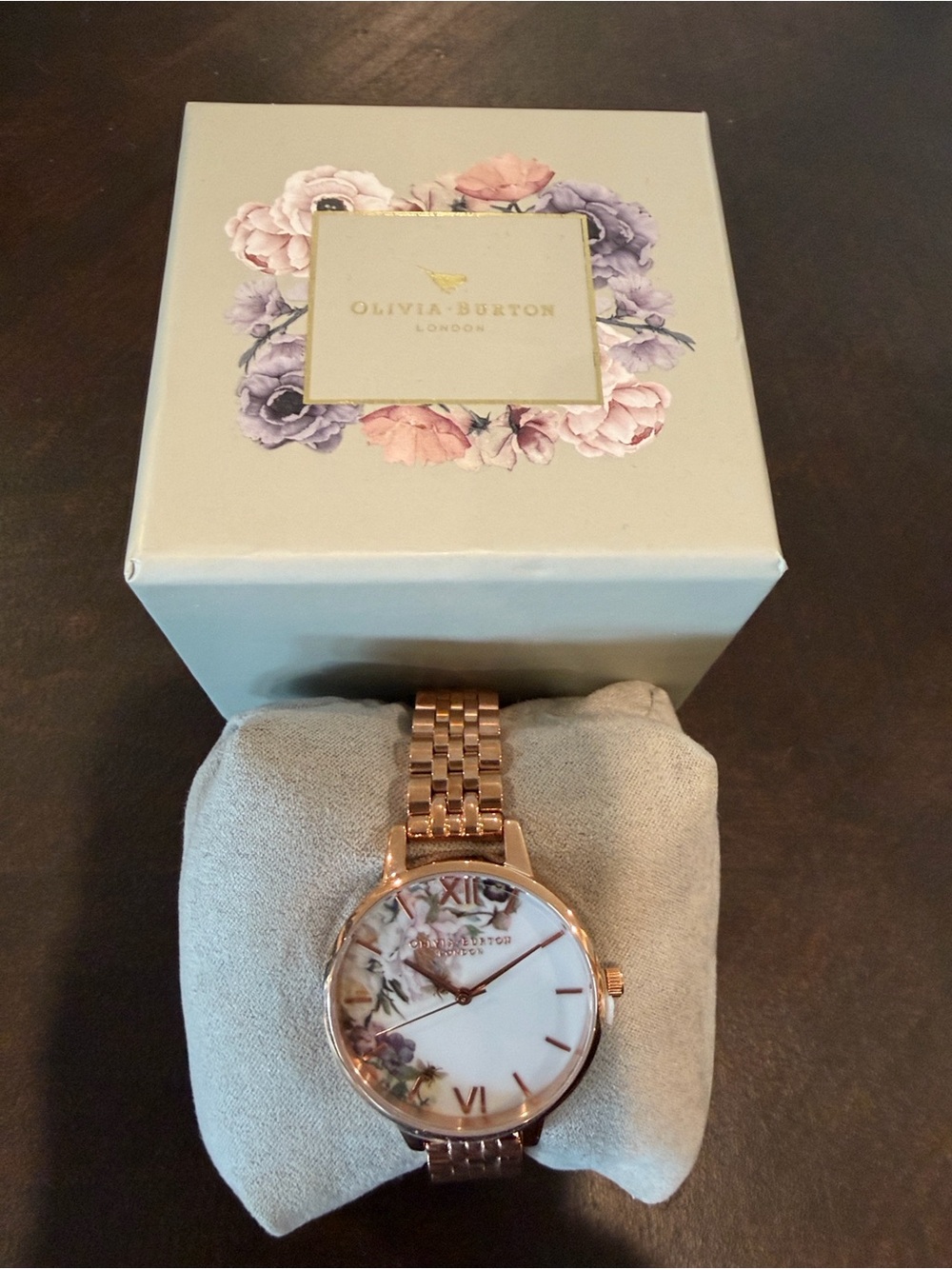 OLIVIA BURTON OB065 Signature Florals Rose Gold Watch w/ Box